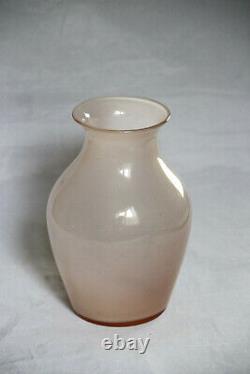 Vintage French Pink Opaline Vase Portieux 18cm / 7in Unusual Shape Opalescent