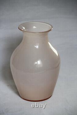 Vintage French Pink Opaline Vase Portieux 18cm / 7in Unusual Shape Opalescent