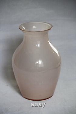 Vintage French Pink Opaline Vase Portieux 18cm / 7in Unusual Shape Opalescent