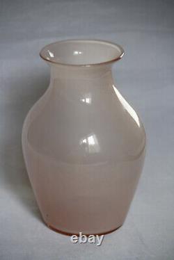 Vintage French Pink Opaline Vase Portieux 18cm / 7in Unusual Shape Opalescent