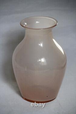 Vintage French Pink Opaline Vase Portieux 18cm / 7in Unusual Shape Opalescent