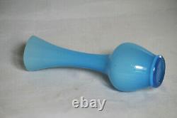 Vintage French or Italian Blue Opaline Bud Vase 70s 20cm 7.8in Empoli