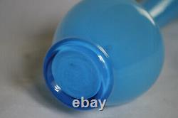 Vintage French or Italian Blue Opaline Bud Vase 70s 20cm 7.8in Empoli