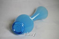 Vintage French or Italian Blue Opaline Bud Vase 70s 20cm 7.8in Empoli