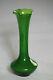 Vintage French Or Italian Green Opaline Bud Vase 70s Scalloped 20cm 8in Emerald