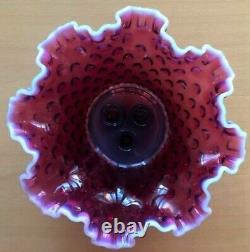 Vintage Genuine Fenton Hobnail Glass Plum Opalescent Epergne