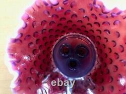 Vintage Genuine Fenton Hobnail Glass Plum Opalescent Epergne