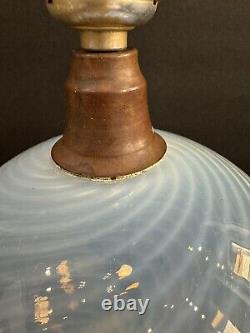 Vintage Glass Lamp Base Art Glass Swirl Opalescent