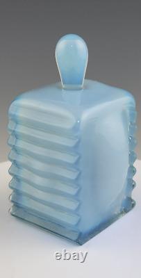 Vintage Hand-Blown Studio Benzer/Gilvey Blue Opalescent Art Glass Perfume Bottle