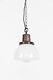Vintage Industrial Art Deco Benjamin Church Opaline Glass Pendant Lamp Light