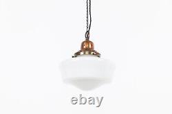 Vintage Industrial Art Deco Church Opaline Glass Pendant Lamp Light
