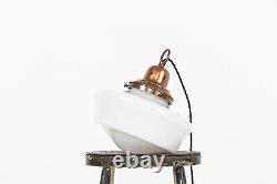 Vintage Industrial Art Deco Church Opaline Glass Pendant Lamp Light