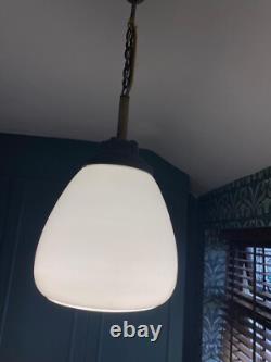 Vintage Industrial Art Deco Tulip Opaline Glass Pendant Lamp Light