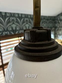 Vintage Industrial Art Deco Tulip Opaline Glass Pendant Lamp Light