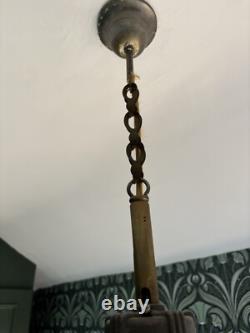 Vintage Industrial Art Deco Tulip Opaline Glass Pendant Lamp Light
