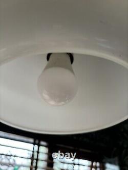 Vintage Industrial Art Deco Tulip Opaline Glass Pendant Lamp Light