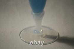 Vintage Italian Blue Opaline Bud Stem Vase Italy LG label 24cm 9.4in 030