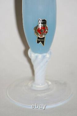 Vintage Italian Blue Opaline Bud Stem Vase Italy LG label 24cm 9.4in 030