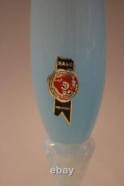 Vintage Italian Blue Opaline Bud Stem Vase Italy LG label 24cm 9.4in 030