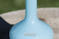 Vintage Italian Blue Opaline Bud Vase 70s 20cm 7.8in Empoli