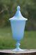 Vintage Italian Blue Opaline Drageoir Candy Jar On Foot Murano 31cm 12.2in Mcm