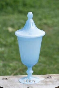 Vintage Italian Blue Opaline Drageoir Candy Jar on Foot Murano 31cm 12.2in MCM