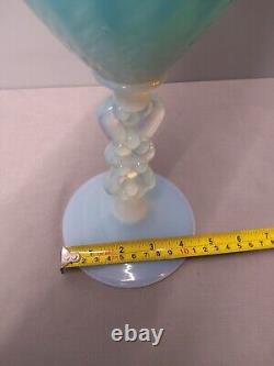 Vintage Italian Empoli Large Milky Opaline Blue Turquoise Glass Vase Urn