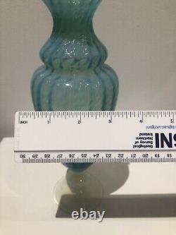 Vintage Italian Empoli Large Milky Opaline Blue Turquoise Glass Vase Urn Mint