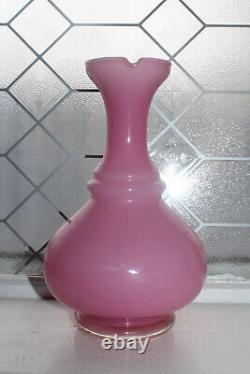 Vintage Italian Empoli Pitcher Pink Opaline Art Glass Ewer 1950s