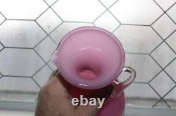 Vintage Italian Empoli Pitcher Pink Opaline Art Glass Ewer 1950s