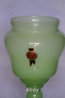 Vintage Italian Green Opaline Drageoir Footed Bonbonniere Box Rare 21cm