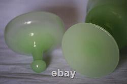 Vintage Italian Green Opaline Drageoir Footed Bonbonniere Box Rare 21cm