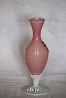 Vintage Italian LG Pink Opaline Bud Stem Vase Italy 17.5cm 6.9in Opalescent Base