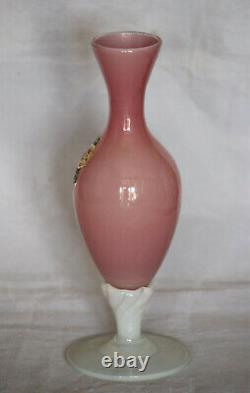 Vintage Italian LG Pink Opaline Bud Stem Vase Italy 17.5cm 6.9in Opalescent Base