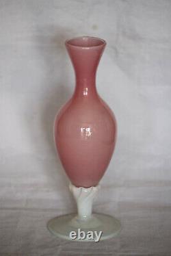 Vintage Italian LG Pink Opaline Bud Stem Vase Italy 17.5cm 6.9in Opalescent Base