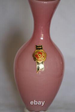 Vintage Italian LG Pink Opaline Bud Stem Vase Italy 17.5cm 6.9in Opalescent Base