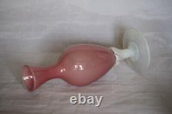 Vintage Italian LG Pink Opaline Bud Stem Vase Italy 17.5cm 6.9in Opalescent Base