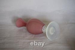 Vintage Italian LG Pink Opaline Bud Stem Vase Italy 17.5cm 6.9in Opalescent Base