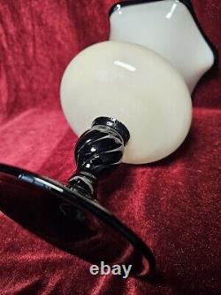 Vintage Italian Murano White And Black Opaline Goblet Vase