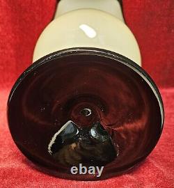 Vintage Italian Murano White And Black Opaline Goblet Vase