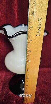 Vintage Italian Murano White And Black Opaline Goblet Vase