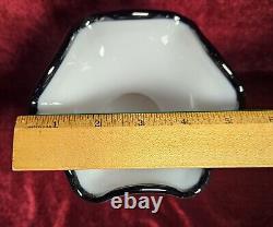 Vintage Italian Murano White And Black Opaline Goblet Vase