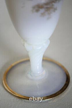 Vintage Italian Opaline Bud Stem Vase Italy Cameo 60s White Gold 24cm 9.4in 024