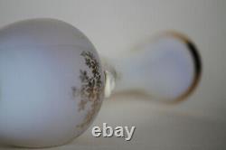 Vintage Italian Opaline Bud Stem Vase Italy Cameo 60s White Gold 24cm 9.4in 024