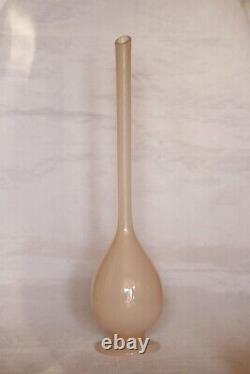 Vintage Italian Pink Opaline Bud Stem Vase 37cm 14.5in MCM 70s