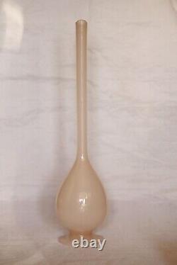 Vintage Italian Pink Opaline Bud Stem Vase 37cm 14.5in MCM 70s