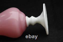 Vintage Italian Pink Opaline Bud Stem Vase Italy 23cm 9in White Opalescent Base