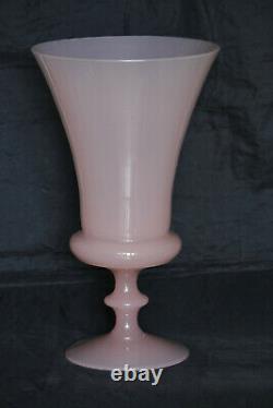 Vintage Italian Pink Opaline Glass Medicis Vase Empoli Murano 30cm 12in MCM