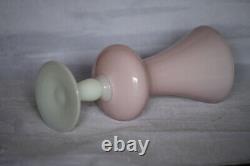 Vintage Italian Pink Opaline Medicis Vase Italy 21cm 8.3in White Opalescent Base