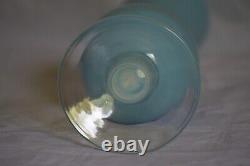 Vintage Italian Turquoise Blue Opaline Glass Footed Vase 70s 26cm 10in Space Age